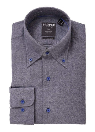 The Suit Depot Mens 100% Cotton Solid Heather Blue Modern Dress Shirt - The Suit Depot