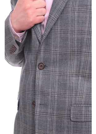 Ralph Lauren BLAZERS Ralph Lauren Blue Subtle Brown Plaid Wool Silk Linen Blend Blazer Sportcoat