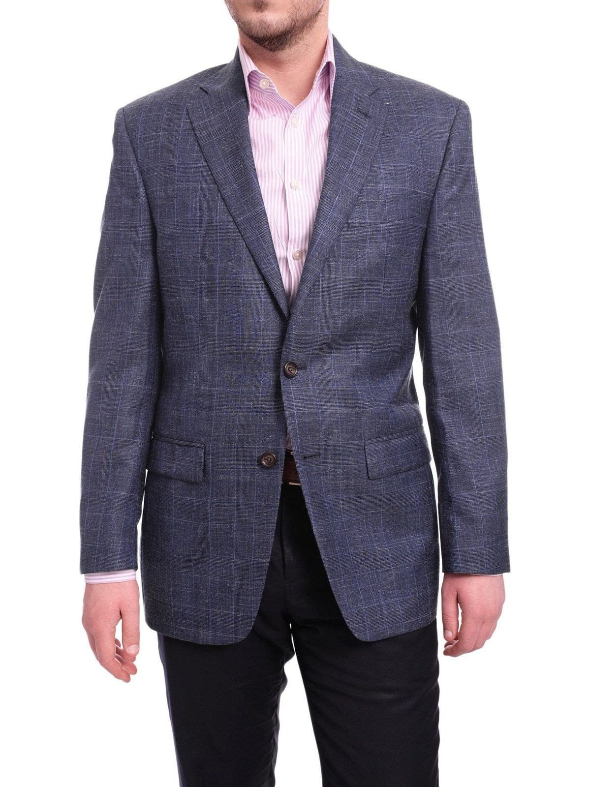 Ralph Lauren BLAZERS Ralph Lauren Classic Fit Blue Plaid Two Button Wool Silk Blend Blazer Sportcoat