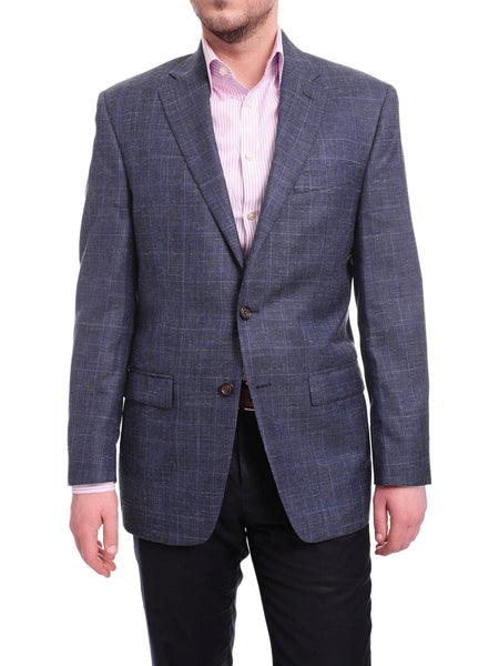 Ralph Lauren Classic Fit Blue Plaid Two Button Wool Silk Blend Blazer Sportcoat, 40L / Long / 40