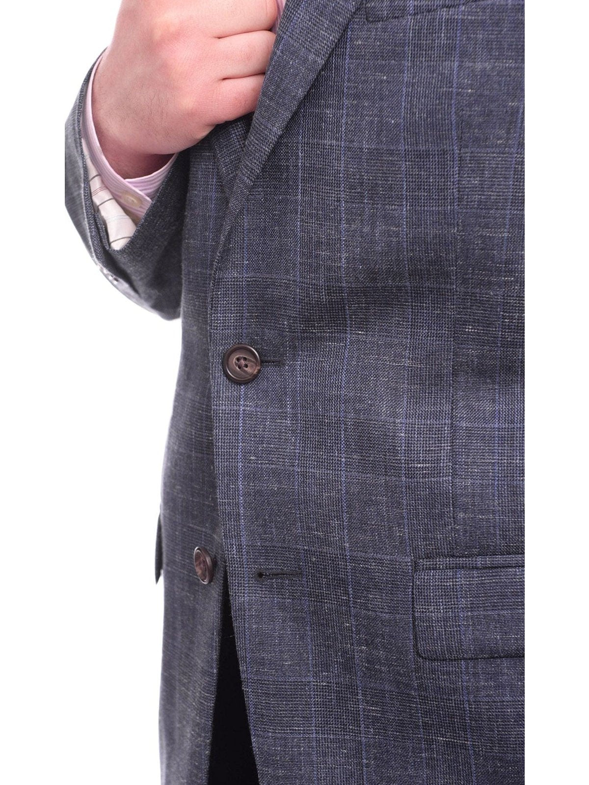 Ralph Lauren BLAZERS Ralph Lauren Classic Fit Blue Plaid Two Button Wool Silk Blend Blazer Sportcoat