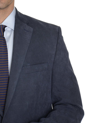 close up of Ralph Lauren navy blue textured blazer lapel