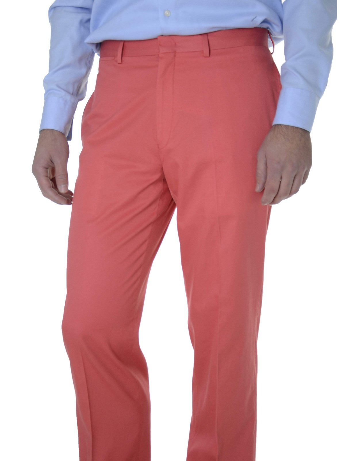 Ralph Lauren Sale Pants 33X30 Lauren Ralph Lauren Trim Fit Solid Melon Red Flat Front Cotton Dress Pants
