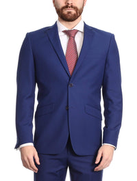 Thumbnail for Raphael Bestselling Items Men's Raphael Slim Fit Solid French Medium Blue Two Button 2 Piece Formal Suit