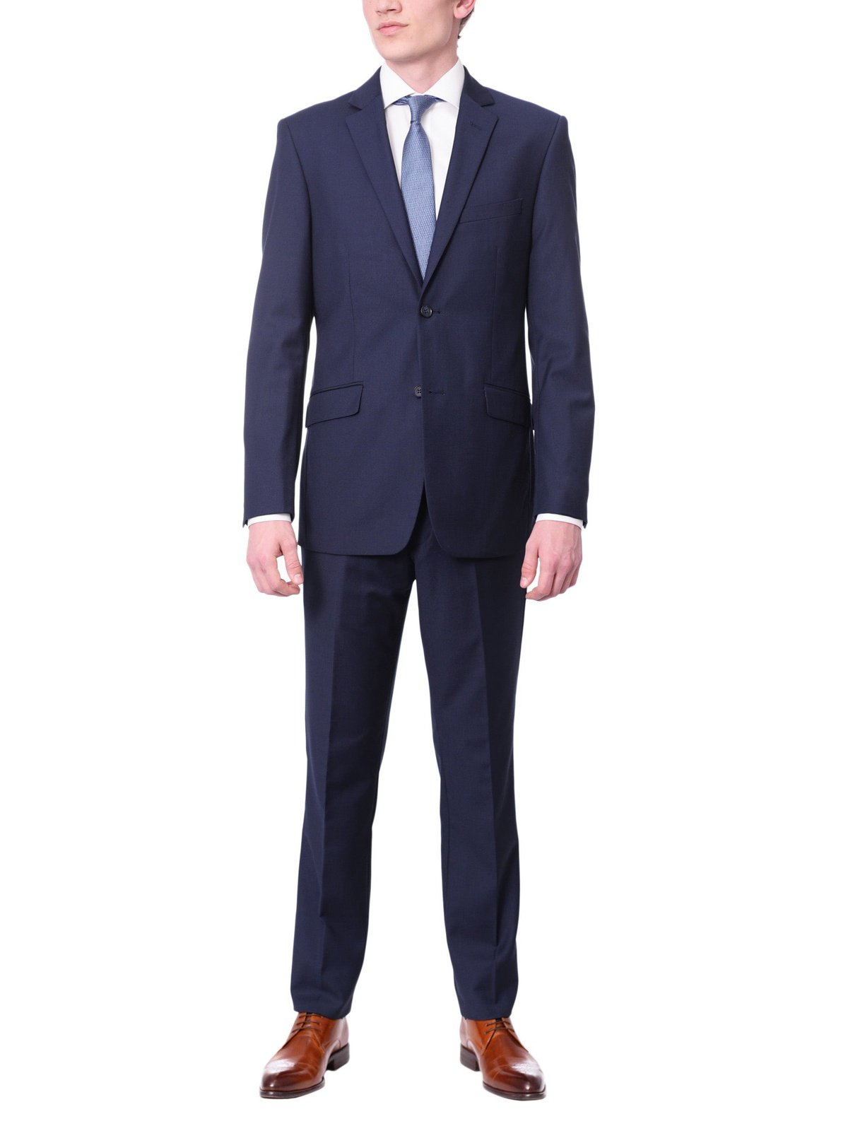 Raphael Bestselling Items Men's Raphael Slim Fit Wool-touch Solid Blue Two Button 2 Piece Suit Jacket & Pants