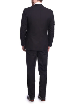 Raphael Bestselling Items Raphael Men's Regular Classic Fit Solid Black 2 Button Mens Wool-touch Suit