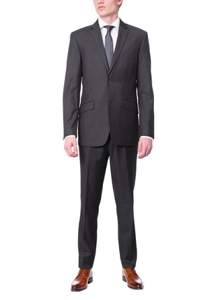 Raphael BLAZERS Raphael Slim Fit Solid Charcoal Gray Two Button Blazer Suit Jacket