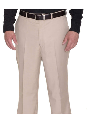 Raphael PANTS 34W Raphael Solid Tan Flat Front Dress Pants