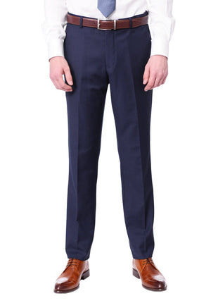 Raphael PANTS Raphael Classic Fit Solid Blue Flat Front Washable Dress Pants