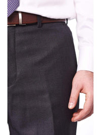 Thumbnail for Raphael PANTS Raphael Classic Fit Solid Charcoal Gray Single Pleated Washable Dress Pants