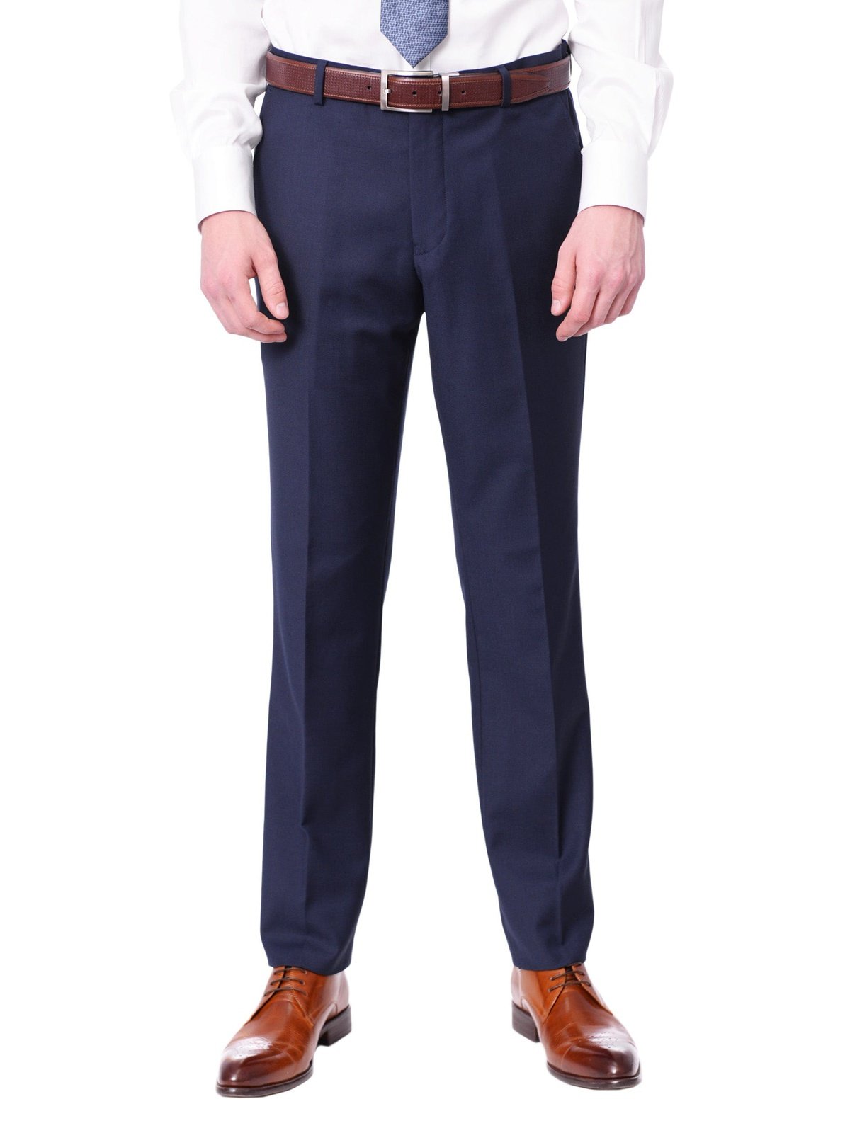 Raphael PANTS Raphael Mens Regular Fit Blue Flat Front Dress Pants