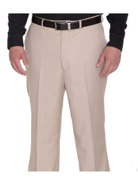 Thumbnail for Raphael Solid Tan Flat Front Dress Pants - The Suit Depot