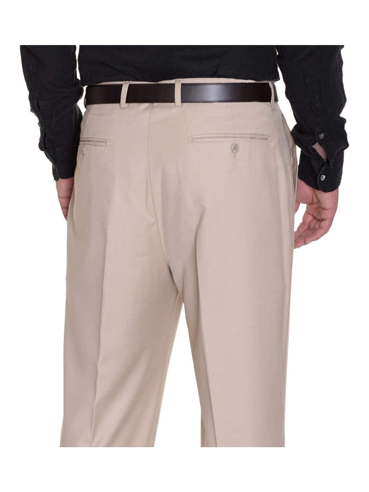 Raphael Solid Tan Flat Front Dress Pants - The Suit Depot