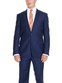 Thumbnail for Raphael Sale Suits Raphael Regular Fit Solid Blue Two Button Suit