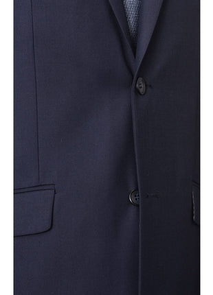 Raphael SUITS Men's Raphael Regular Fit Solid Blue Two Button 2 Piece Suit Jacket & Pants