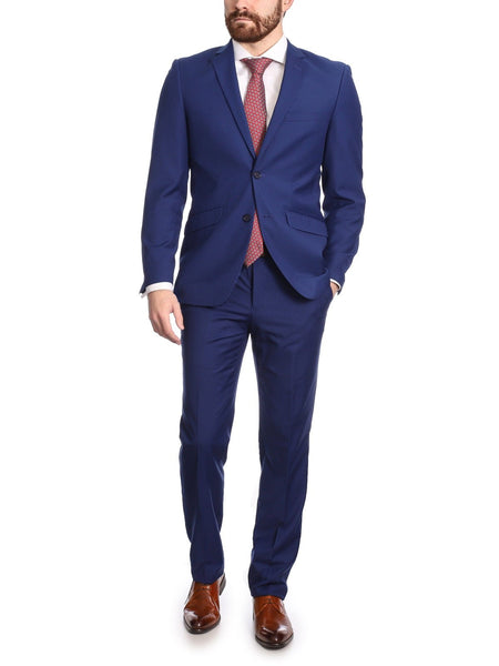 Raphael Men's Solid French Blue Regular Classic Fit Two Button Formal Suit