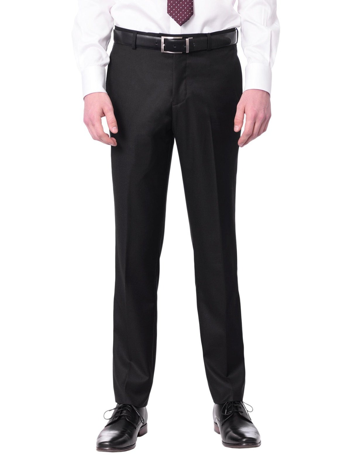 Raphael SUITS Raphael Mens Solid Black Slim Fit 2 Button Suit