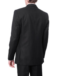 Thumbnail for Raphael SUITS Raphael Mens Solid Black Slim Fit 2 Button Suit