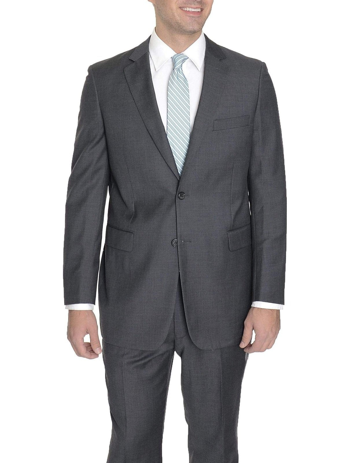 Raphael TWO PIECE SUITS 34S Raphael Modern Fit Solid Gray Two Button Wool Suit