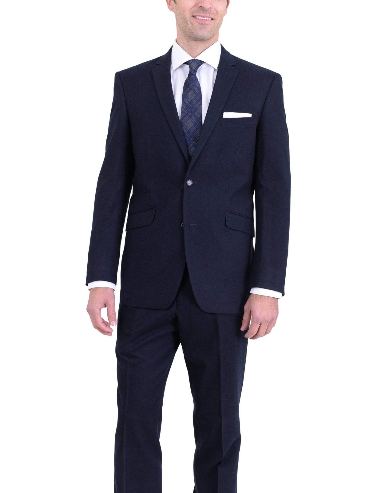 Raphael TWO PIECE SUITS 36S Men&#39;s Raphael Slim Fit Solid Navy Blue Two Button Wool Formal Business Suit