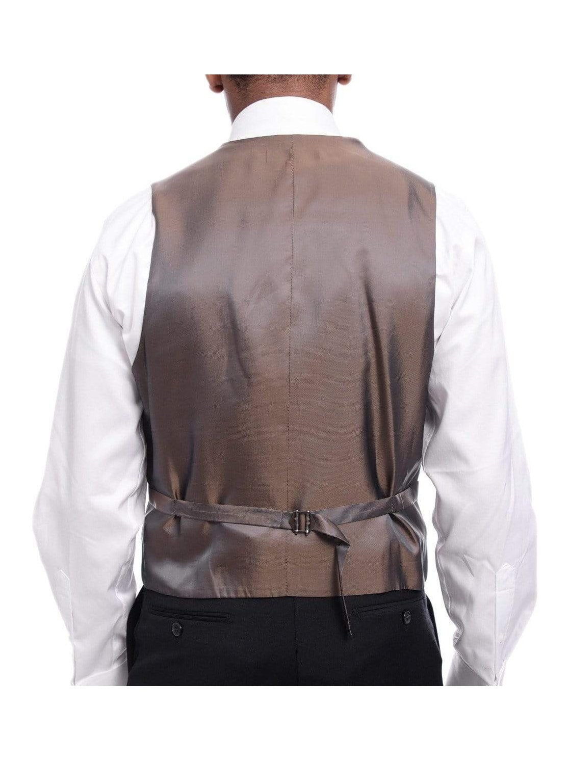 Raphael TWO PIECE SUITS Men&#39;s Raphael Classic Fit Solid Black Two Button 3 Piece 100% Wool Vested Suit