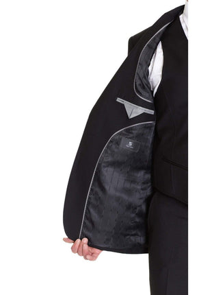 Raphael TWO PIECE SUITS Men's Raphael Classic Fit Solid Black Two Button 3 Piece 100% Wool Vested Suit