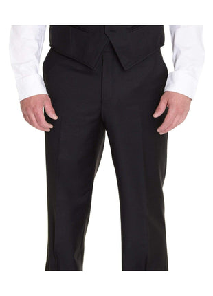 Raphael TWO PIECE SUITS Men's Raphael Classic Fit Solid Black Two Button 3 Piece 100% Wool Vested Suit