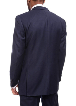 Raphael TWO PIECE SUITS Men's Raphael Classic Fit Solid Navy Blue 2 Button 3 Piece 100% Wool Vested Suit