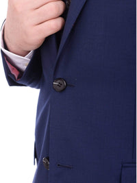 Thumbnail for Raphael TWO PIECE SUITS Men's Raphael Classic Fit Solid Navy Blue 2 Button 3 Piece 100% Wool Vested Suit