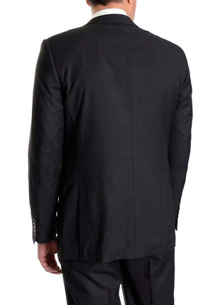 Raphael TWO PIECE SUITS Men's Raphael Slim Fit Solid Black Two Button Wool 2 Piece Formal Business Suit