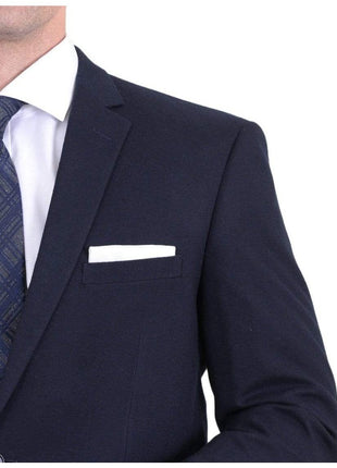 Raphael TWO PIECE SUITS Men's Raphael Slim Fit Solid Navy Blue Two Button Wool Formal Business Suit