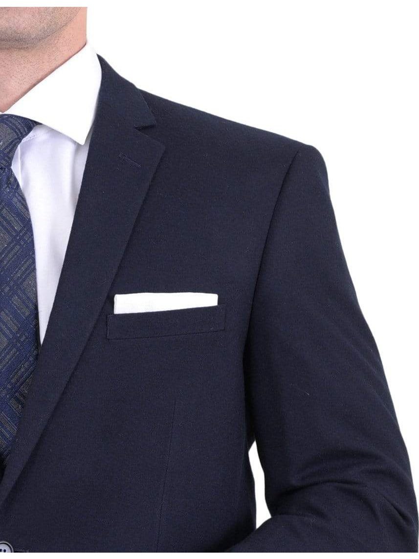 Raphael TWO PIECE SUITS Men&#39;s Raphael Slim Fit Solid Navy Blue Two Button Wool Formal Business Suit