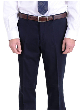 Raphael TWO PIECE SUITS Men's Raphael Slim Fit Solid Navy Blue Two Button Wool Formal Business Suit