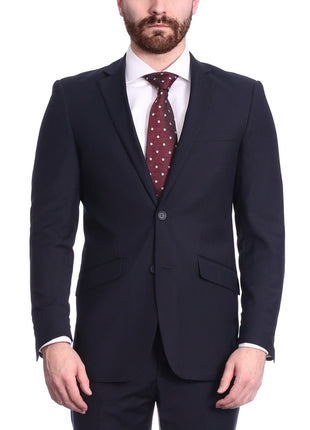 Raphael TWO PIECE SUITS Men's Raphael Slim Fit Solid Navy Blue Wool-touch Two Button 2 Piece Suit