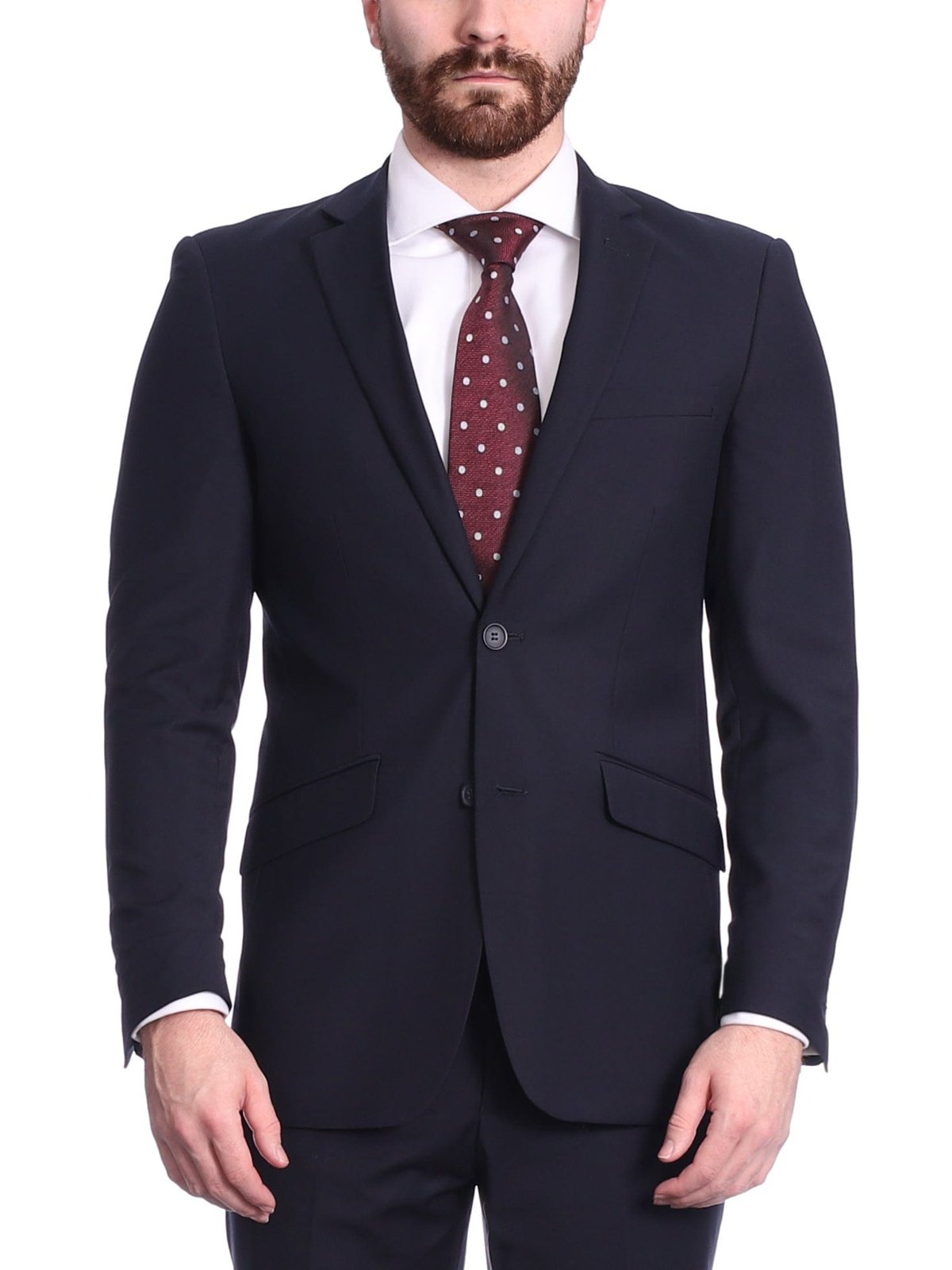 Raphael TWO PIECE SUITS Men&#39;s Raphael Slim Fit Solid Navy Blue Wool-touch Two Button 2 Piece Suit