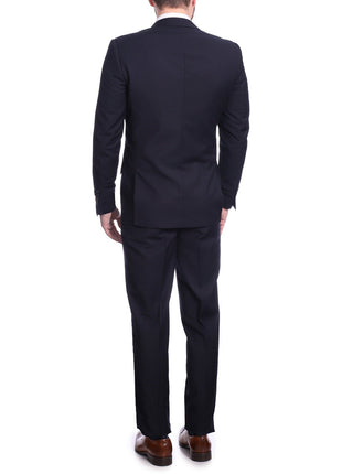 Raphael TWO PIECE SUITS Men's Raphael Slim Fit Solid Navy Blue Wool-touch Two Button 2 Piece Suit