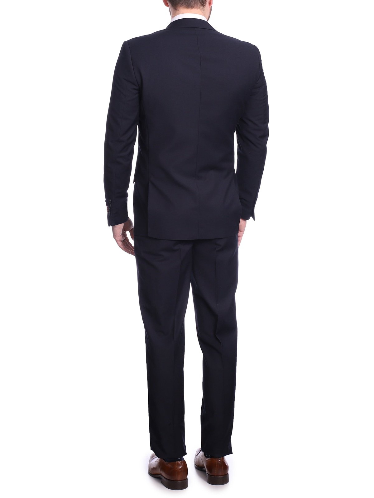 Men's Raphael Slim Fit Solid Navy Blue Wool-touch Two Button 2 Piece Suit
