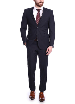 Raphael TWO PIECE SUITS Men's Raphael Slim Fit Solid Navy Blue Wool-touch Two Button 2 Piece Suit