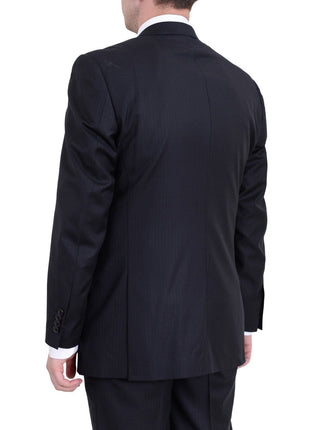 Raphael TWO PIECE SUITS Raphael Classic Fit Black Tonal Striped Two Button Wool Suit