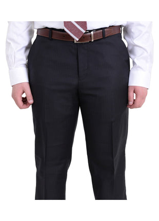 Raphael TWO PIECE SUITS Raphael Classic Fit Black Tonal Striped Two Button Wool Suit