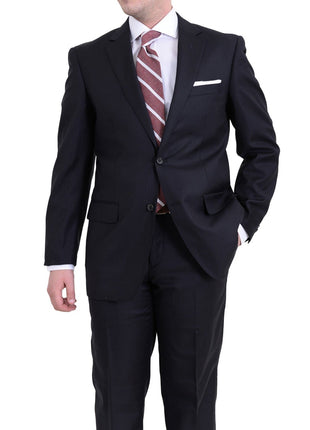 Raphael TWO PIECE SUITS Raphael Classic Fit Black Tonal Striped Two Button Wool Suit