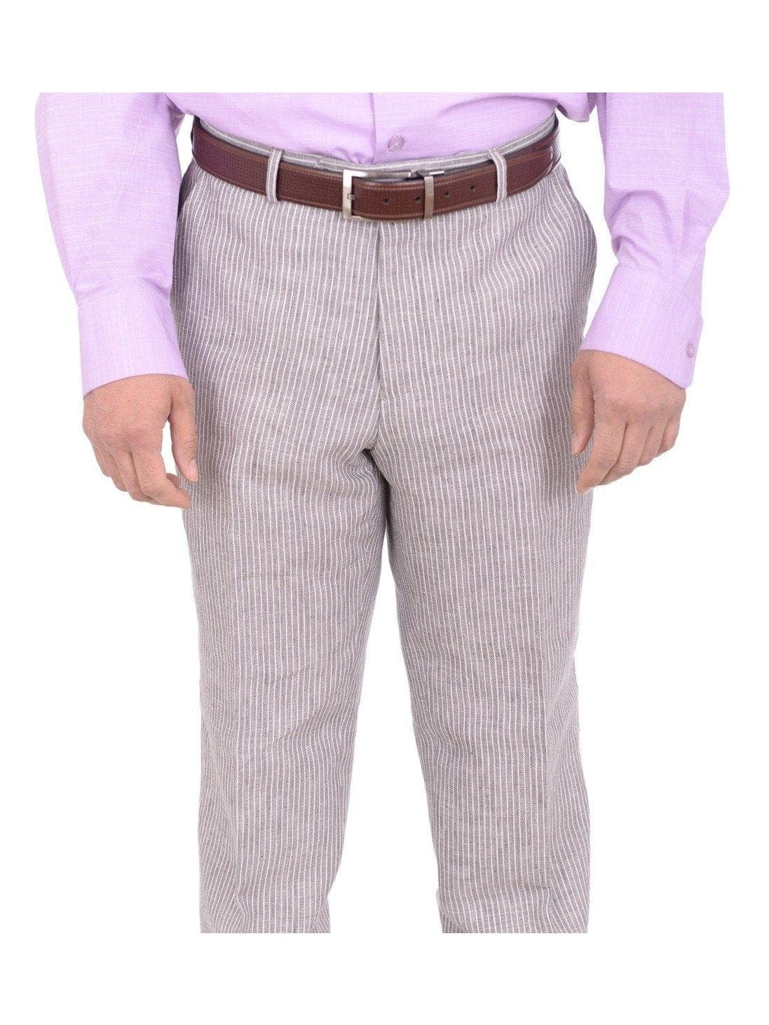Raphael Classic Fit Gray Pinstriped Two Button Linen Suit - The Suit Depot