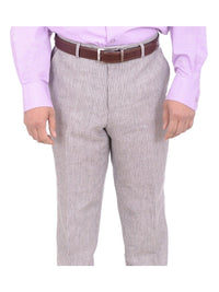 Thumbnail for Raphael Classic Fit Gray Pinstriped Two Button Linen Suit - The Suit Depot