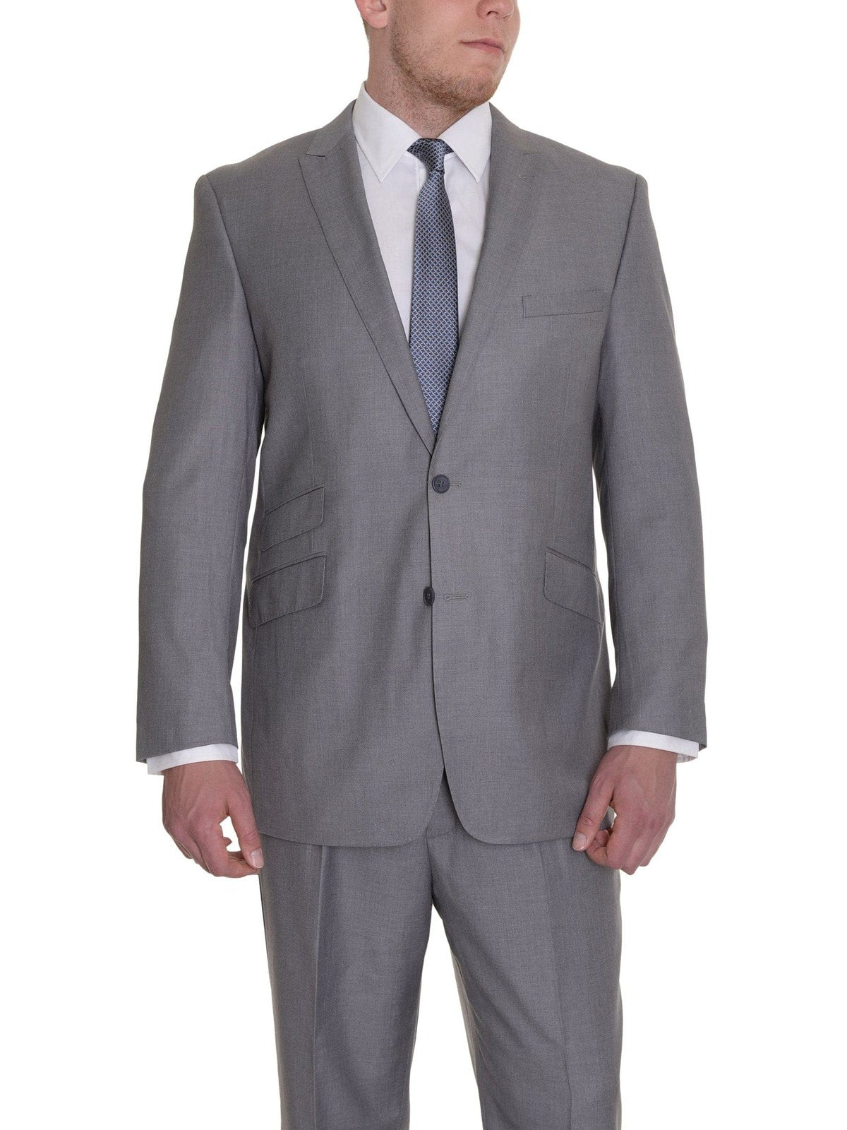 Raphael TWO PIECE SUITS Raphael Classic Fit Light Heather Gray Two Button Suit With Peak Lapels