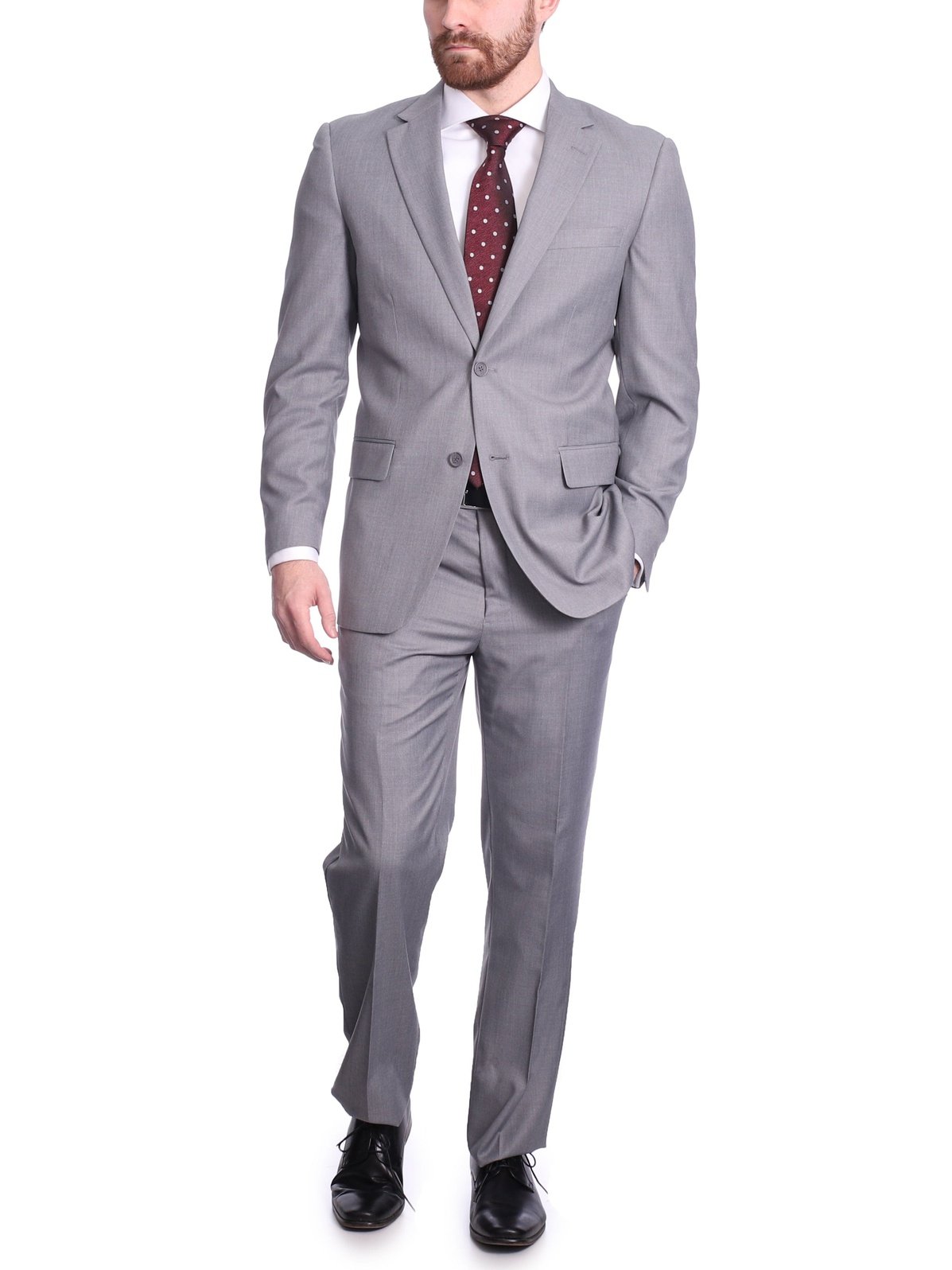 Raphael TWO PIECE SUITS Raphael Men&#39;s Slim Fit Light Gray Wool-touch Two Button 2 Piece Suit
