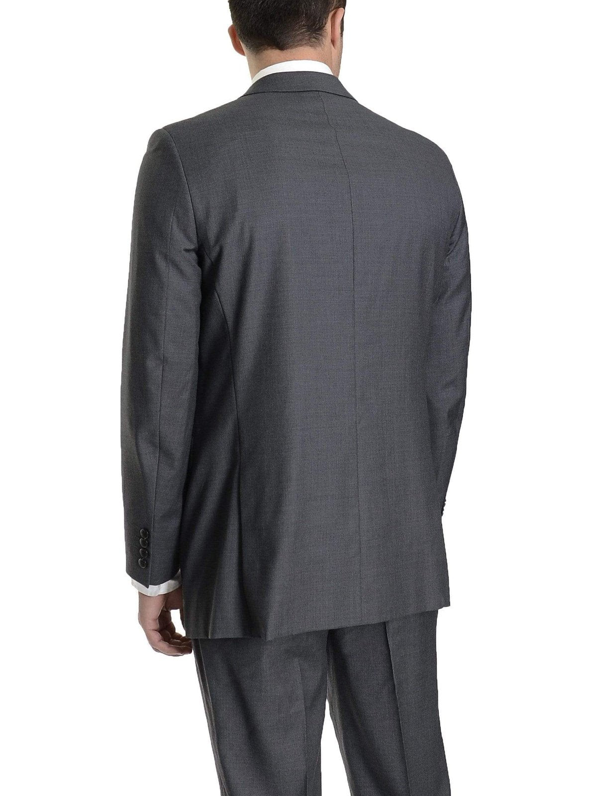 Raphael TWO PIECE SUITS Raphael Modern Fit Solid Gray Two Button Wool Suit