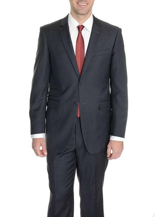 Raphael TWO PIECE SUITS Raphael Regular Fit Charcoal Gray Two Button Wool Suit