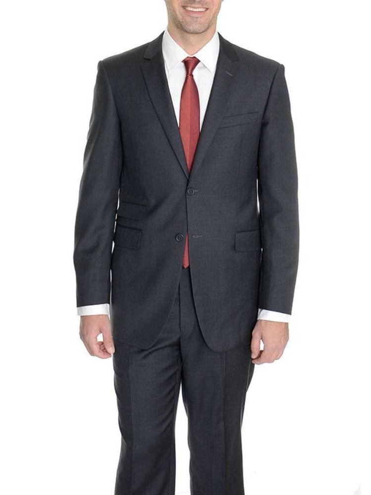 Raphael TWO PIECE SUITS Raphael Regular Fit Charcoal Gray Two Button Wool Suit