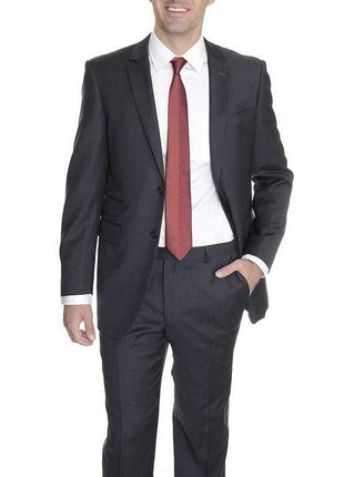 Raphael TWO PIECE SUITS Raphael Regular Fit Charcoal Gray Two Button Wool Suit