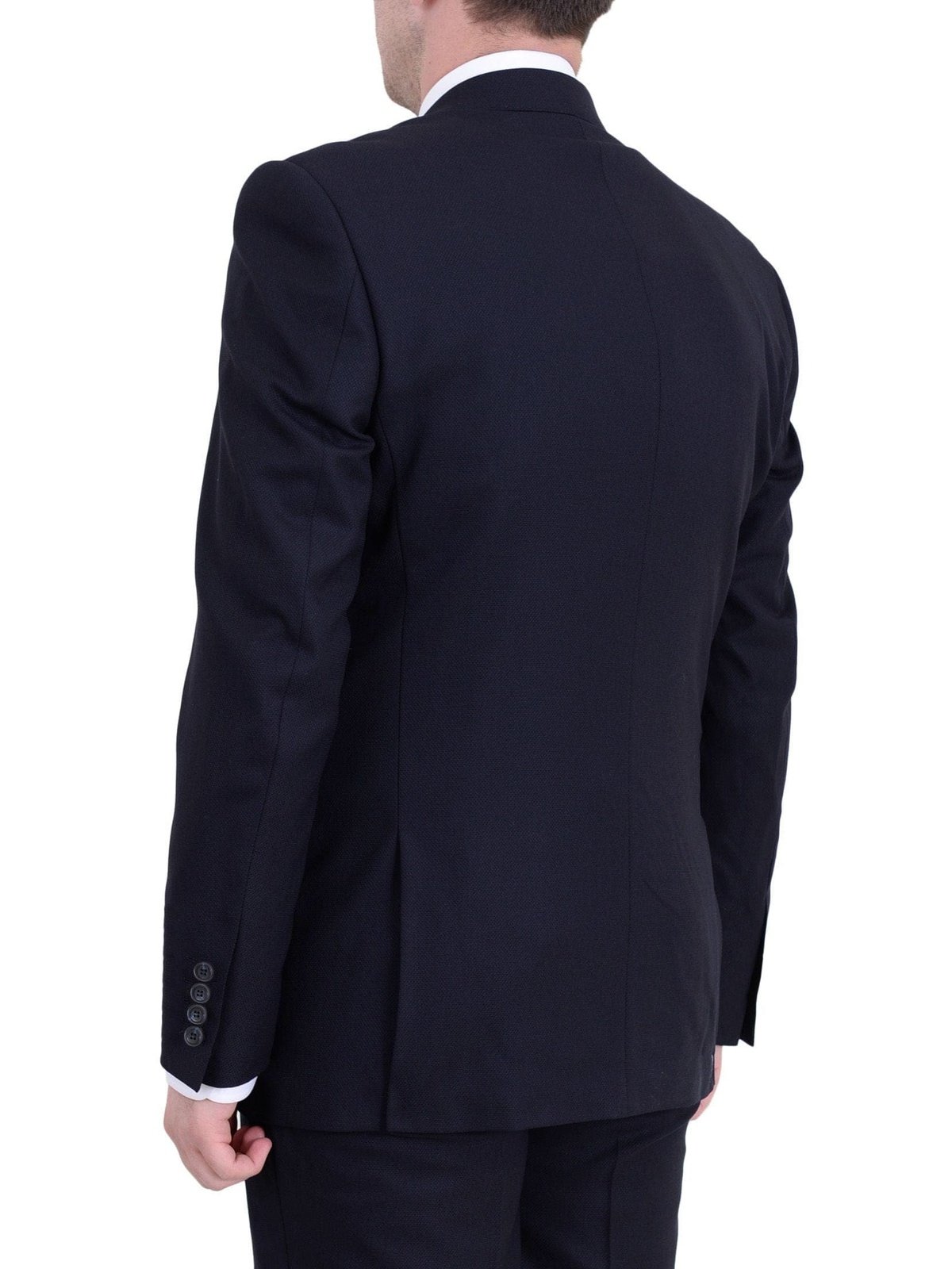 Raphael TWO PIECE SUITS Raphael Slim Fit Navy Blue Textured Two Button Wool Suit